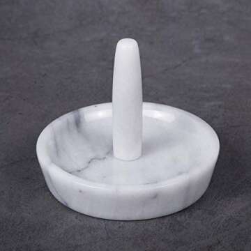 Creative Home Natural Marble Ring Holder Jewelry Storage Tray Holder Bathroom Vanity Countertop Acce...