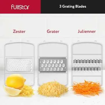 Fullstar Mandoline Slicer for Kitchen, Cucumber Slicer, Cheese Grater Vegetable Spiralizer and Veggie Slicer for Cooking, Kitchen Gadgets Organizer & Safety Glove Included (11 in 1, Clear)