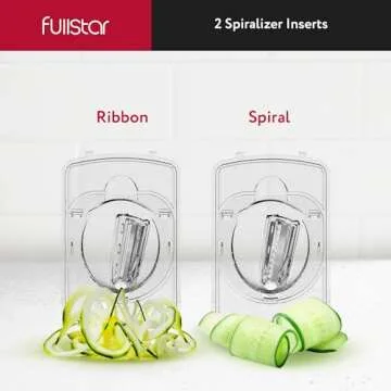 Fullstar Mandoline Slicer for Kitchen, Cucumber Slicer, Cheese Grater Vegetable Spiralizer and Veggie Slicer for Cooking, Kitchen Gadgets Organizer & Safety Glove Included (11 in 1, Clear)