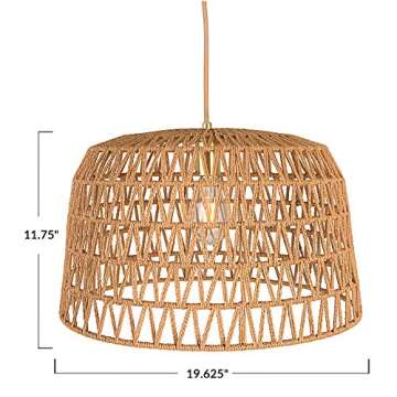 Creative Co-Op Open Weave Metal and Paper Rope Ceiling Light, Natural and Brushed Gold