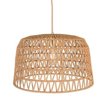 Creative Co-Op Open Weave Metal and Paper Rope Ceiling Light, Natural and Brushed Gold