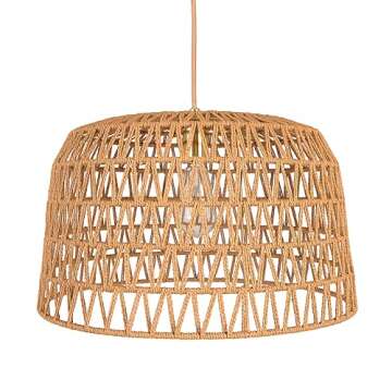 Creative Co-Op Open Weave Metal and Paper Rope Ceiling Light, Natural and Brushed Gold