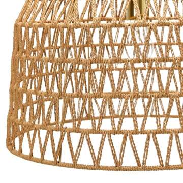 Creative Co-Op Open Weave Metal and Paper Rope Ceiling Light, Natural and Brushed Gold