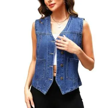 Elegant Ladyful Women's Sleeveless Denim Vest for All Ages