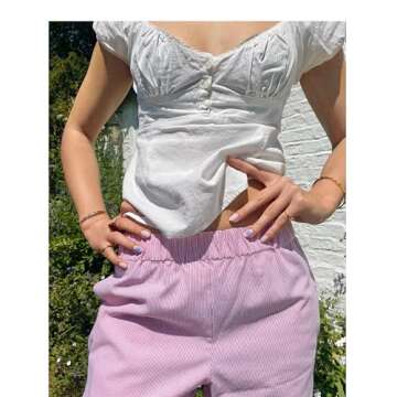 DSORVICD Women Y2k Stripe Print Long Pants Casual Loose Fit Elastic Waist Wide Leg Pants with Pockets Lounge Pants Streetwear