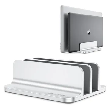 OMOTON Updated Dock Vertical Laptop Stand - Adjustable Double Holder for All Devices
