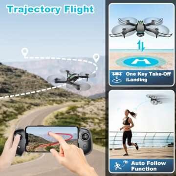 RADCLO Mini Drone with Camera - 1080P HD Foldable Drone with Stable Hover, Gravity Control, Auto-Follow, Trajectory Flight, 90° Adjustable Lens, One Key Take Off, 2 Batteries, Drones for Adults Kids