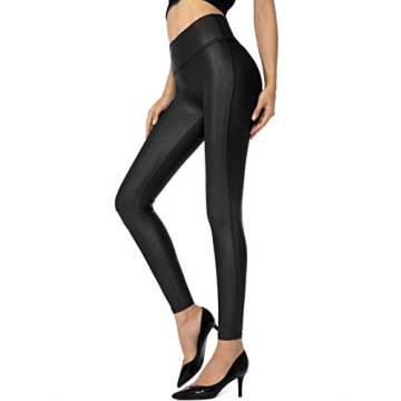 SANTINY Women's Faux Leather Leggings - Stretchy High Waist Tights
