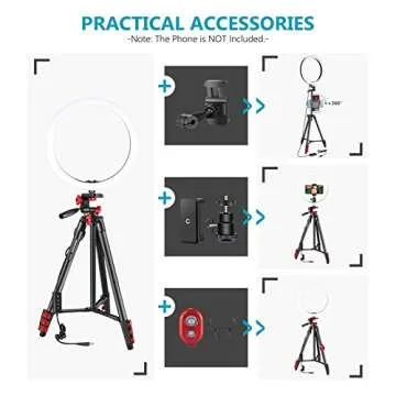 Neewer 10-inch LED Ring Light Selfie Ring Light with Tripod Stand, 3 Light Modes Dimmable Ringlight with 54inches Tripod and Phone Holder for Live Streaming/Makeup/YouTube Blogging Video Shooting