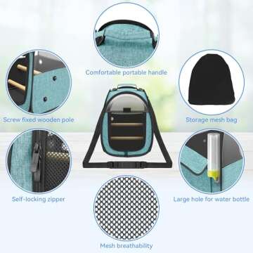 Akinerri Birds Travel Carrier, Small Bird Travel Bag, Transparent Breathable Travel Cage Bird Parrot...