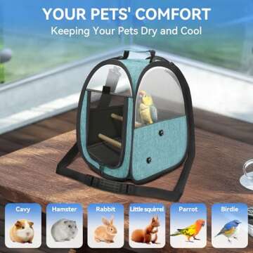 Akinerri Birds Travel Carrier, Small Bird Travel Bag, Transparent Breathable Travel Cage Bird Parrot Carrier, Include Perch and Bottom Tray