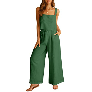 ANRABESS Women's 2 Piece Outfits Linen Pants Jumpsuit Matching Lounge Set Casual Summer Beach Vacati...