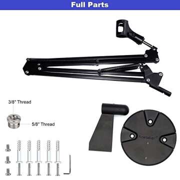 Microphone Wall Mount, Suspension Mic Stand Clip for Blue Yeti Snowball,Radio Broadcasting, Voice-Ov...