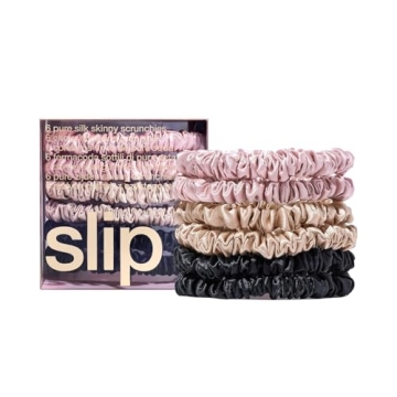 Slip Silk Skinnie Scrunchies Set – 6 Luxurious Hair Ties