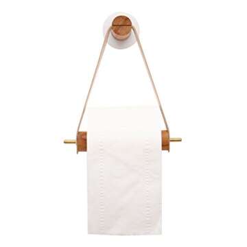 Amerla Boho Vintage Wooden Toilet Paper Holder for Bathroom