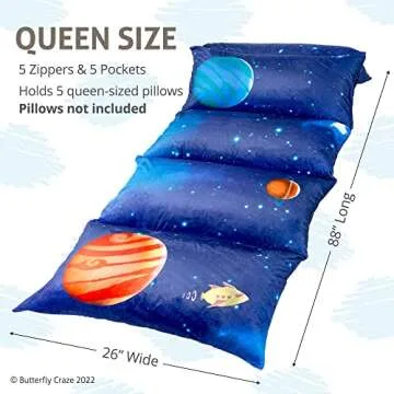 Butterfly Craze Floor Pillow Case, Mattress Bed Lounger Cover, Galaxy Blue, Queen Size - Cozy Seating Solution for Kids & Adults, Recliner Cushion, for Reading, TV Time (Pillow Not Included)