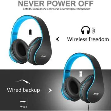 ZIHNIC Bluetooth Over-Ear Headphones - Wireless & Wired