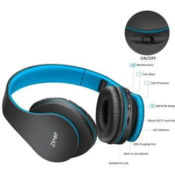 ZIHNIC Bluetooth Over-Ear Headphones - Wireless & Wired