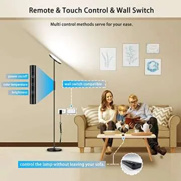 LED Floor Lamp with Remote Control and Dimming Options