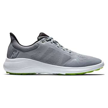 FootJoy Men's FJ Flex Previous Season Style Golf Shoe, Grey/White/Lime, 10
