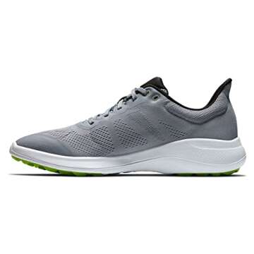 FootJoy Men's FJ Flex Previous Season Style Golf Shoe, Grey/White/Lime, 10