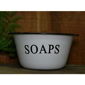 C&W Vintage Enamelware Small Soaps Dish Basin Pour Le Bain French Country Shabby Chic Decor