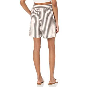 The Drop Women's Jada High Wiast Loose Fit Short, Coffee Bean Stripe, M