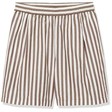 The Drop Women's Jada High Wiast Loose Fit Short, Coffee Bean Stripe, M