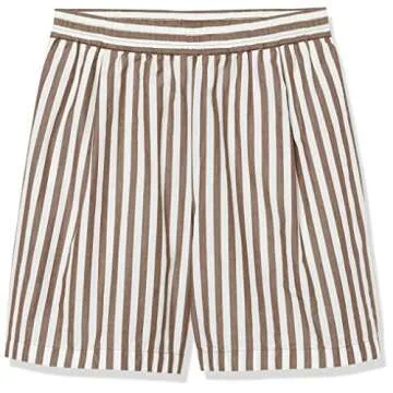 The Drop Women's Jada High Wiast Loose Fit Short, Coffee Bean Stripe, M