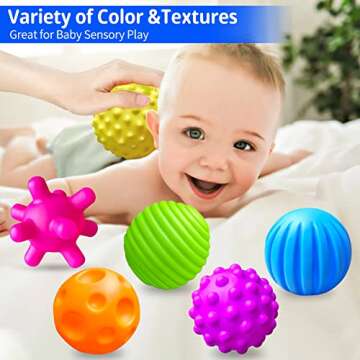 Ynanimery 6 Pack Sensory Balls for Toddlers 1-3, Sensory Baby Toys 6-12 Months, Infant Squeeze Sensory Toys Soft Multi Ball Set Gifts with Bright Color Textured