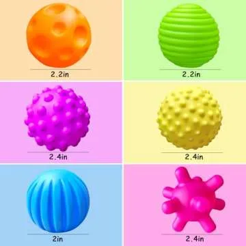 Ynanimery 6 Pack Sensory Balls for Toddlers 1-3, Sensory Baby Toys 6-12 Months, Infant Squeeze Sensory Toys Soft Multi Ball Set Gifts with Bright Color Textured