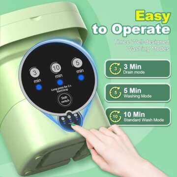 Portable Washing Machine, 11L Mini Washing Machine with 3 Cleaning Modes, Suitable for Baby Clothes,...
