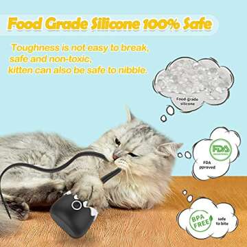Petcronies Cat Toys for Indoor Cats, Electronic Interactive Cat Toys, Automatic Silicone Tail Teaser Toy 2 in 1 Cat Wand Toy, Rechargeable Exercise Toy for Kitten-Black