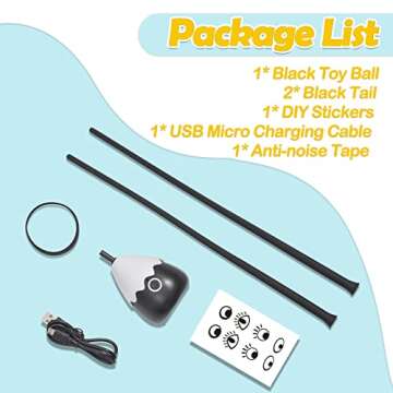 Petcronies Cat Toys for Indoor Cats, Electronic Interactive Cat Toys, Automatic Silicone Tail Teaser Toy 2 in 1 Cat Wand Toy, Rechargeable Exercise Toy for Kitten-Black