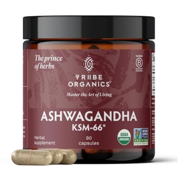 TRIBE ORGANICS Ashwagandha KSM 66 Pure Organic Root Powder Extract - Mood Support & Energy Boost
