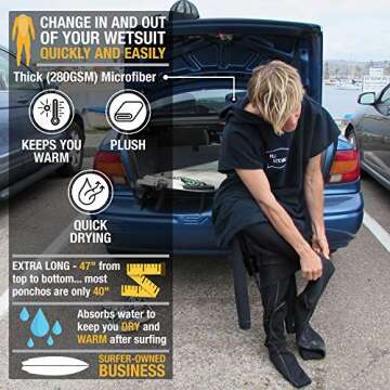 Ho Stevie! Surf Poncho - Warm and Soft - Easily Change in/Out of Wetsuit Without Towel Falling Down ...