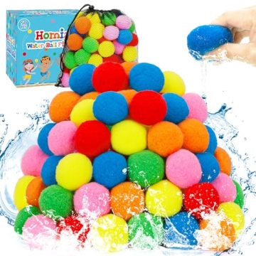 Homiar 50 PCS Reusable Water Balloon, Water Balls Splash Balls Water Soaker Balls Bulk with Bag Soft...