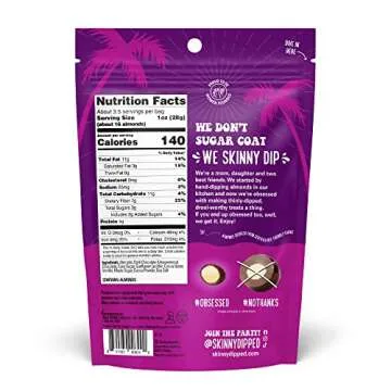 SkinnyDipped Chocolate Lovers Dark Chocolate Cocoa/Super Dark + Sea Salt Almond Variety Pack, Healthy Snack, Plant Protein, Gluten Free, 3.5 oz Resealable Bags, Pack of 5