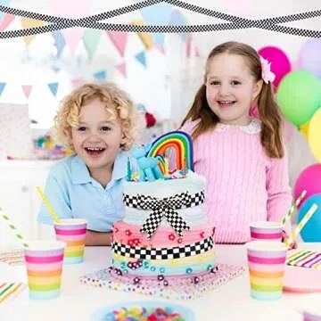 Cunno 3 Rolls Black Grosgrain Ribbon White Checkered Printed Ribbon Racing Car Theme Printed Checkered Plaid Buffalo for DIY Crafts Wreath Party, 0.4, 0.87, 1.5 Inch Wide, 15 Yard