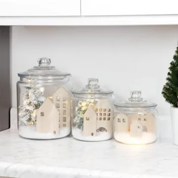 Charming Wooden House Set for Holiday Decor (Set of 7)