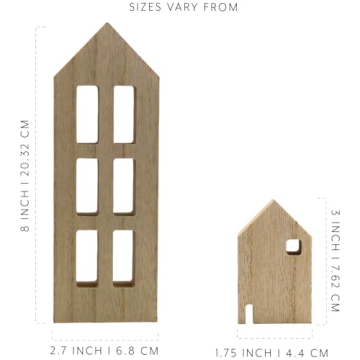 Charming Wooden House Set for Holiday Decor (Set of 7)