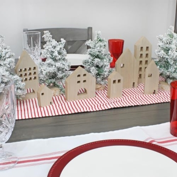 Charming Wooden House Set for Holiday Decor (Set of 7)