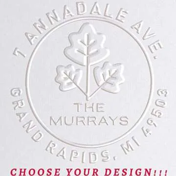 Address Embosser Seal Stamp Personalized Customized Monogram Wedding Invitiations 1 x 5/8" (Design 7)