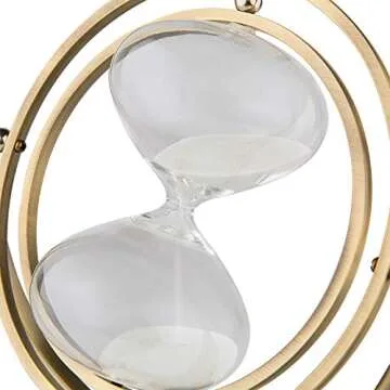 KSMA Brass-Tone 30 Minutes Rotating Sand Hourglass,Metal Glass Sand Timer for Vintage Home Décor Wedding Gift (30 Minutes)