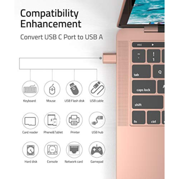 Syntech USB C to USB Adapter - 2 Pack in Rose Gold