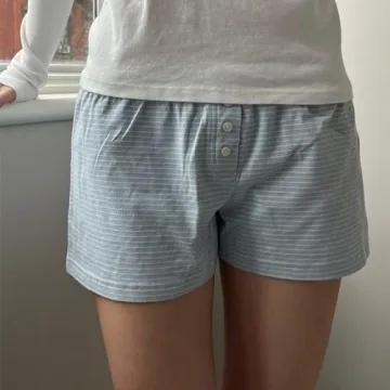 Y2K Women's Low Waist Striped Boxer Pajama Shorts