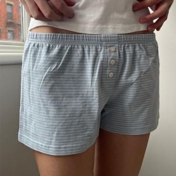 Y2K Women's Low Waist Striped Boxer Pajama Shorts