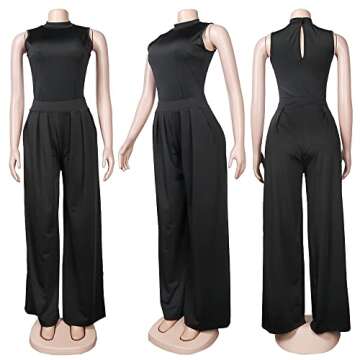 Molilove Women's 2 Piece Outfits Sexy Sleeveless Jumpsuit Two Piece Pants Set Women 2 Piece Outfit Womens Two Piece Outfits