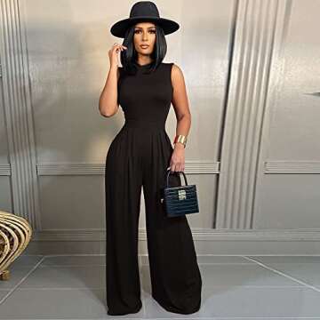 Molilove Women's 2 Piece Outfits Sexy Sleeveless Jumpsuit Two Piece Pants Set Women 2 Piece Outfit Womens Two Piece Outfits