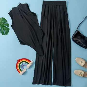 Molilove Women's 2 Piece Outfits Sexy Sleeveless Jumpsuit Two Piece Pants Set Women 2 Piece Outfit Womens Two Piece Outfits